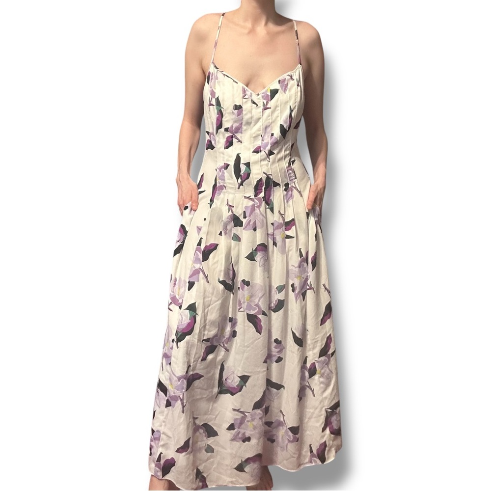 Banana Republic Floral Pintuck Dress Size 10 / M - Picture 2 of 7